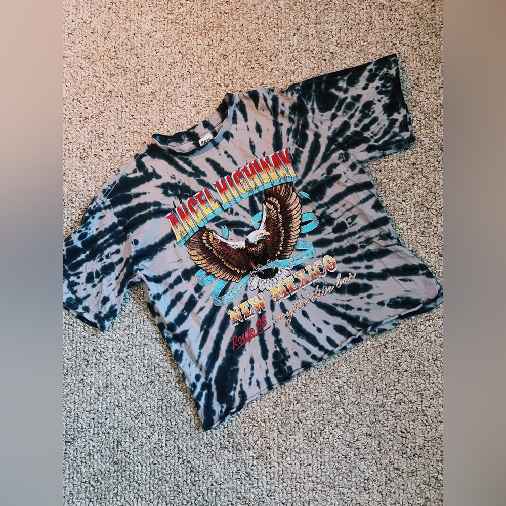 Tie dye cropped oversized t-shirt